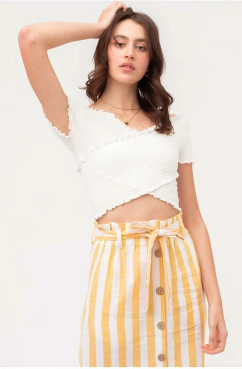 Boardwalk White Smocked Crop Top sold by Boho Pink product image thumbnail 4