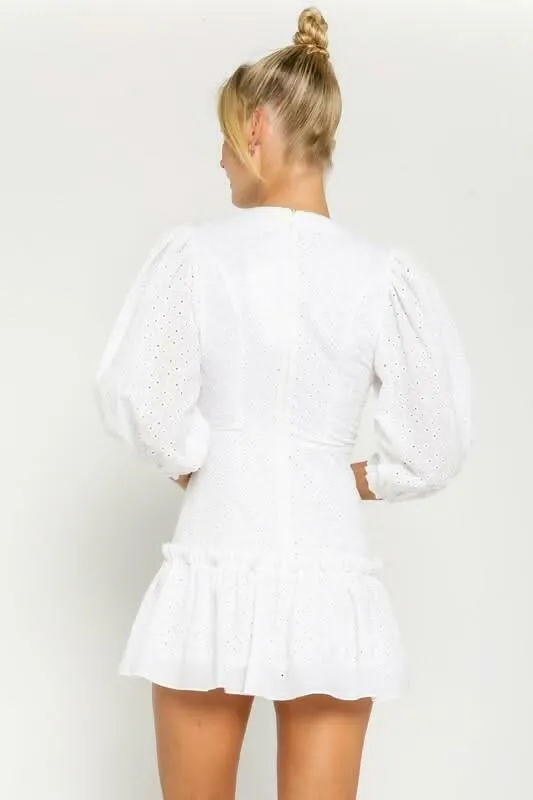 Loretta White Eyelet Mini Dress sold by Boho Pink product image thumbnail 2