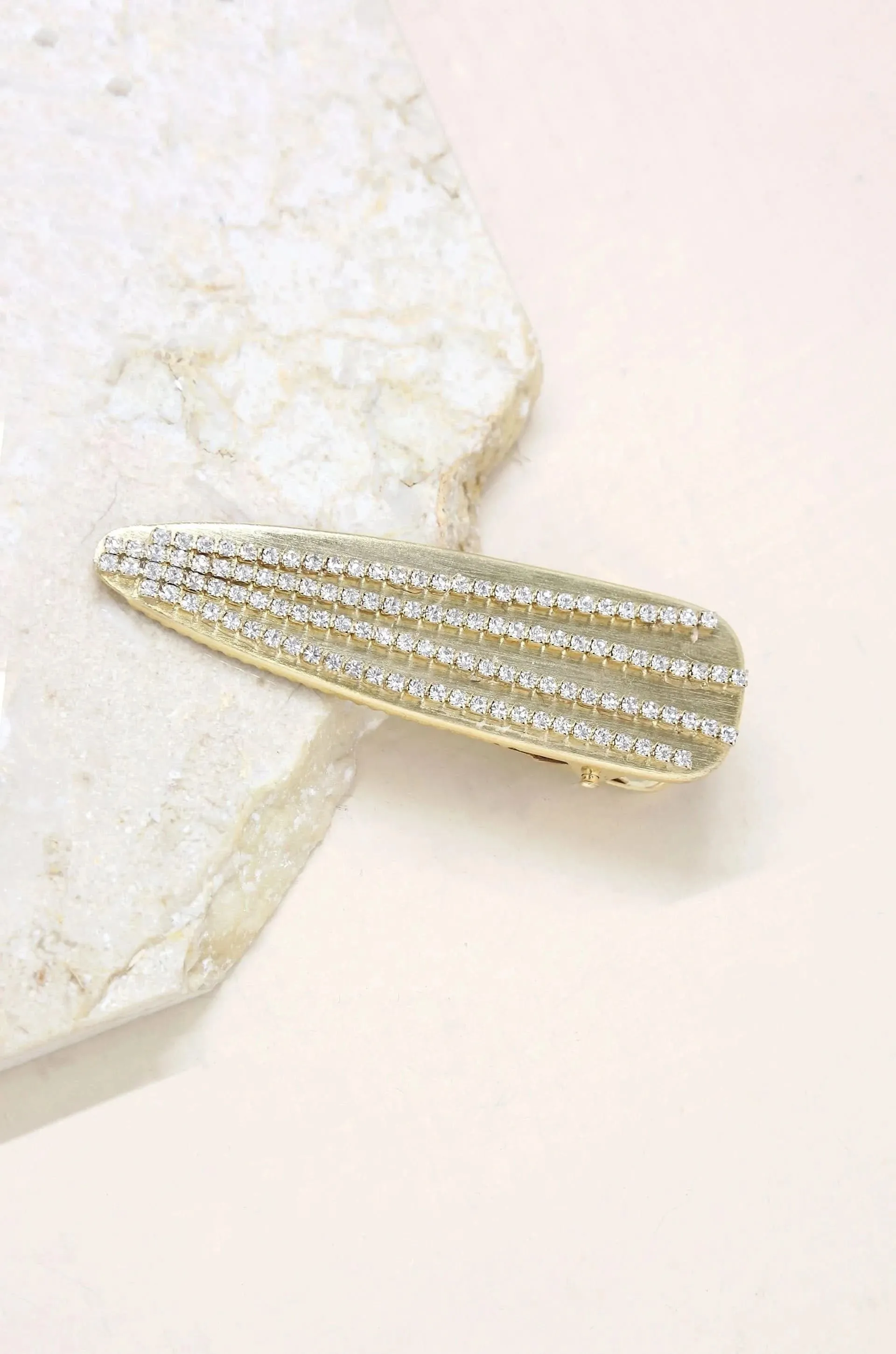 Crystal Striped Brushed Gold Hair Clip sold by Boho Pink product image thumbnail 2