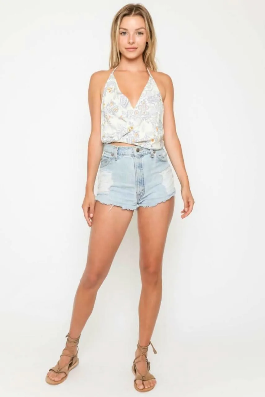 Billie Blue and White Paisley Print Halter Top sold by Boho Pink product image thumbnail 2