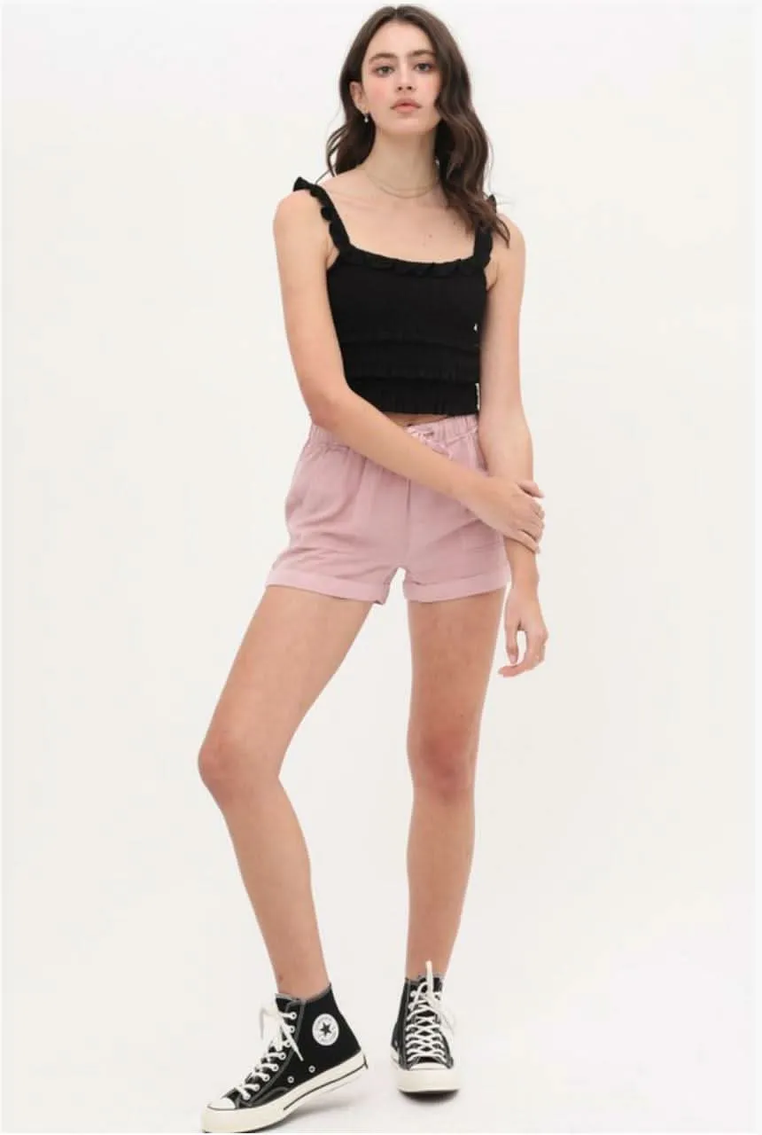 Copa Black Smocked Cropped Tank Top sold by Boho Pink product image thumbnail 3