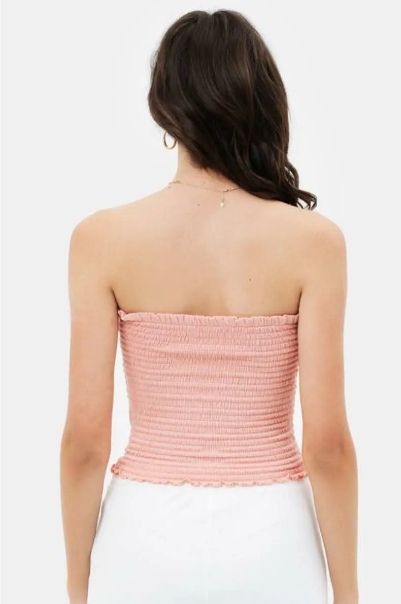 Kiss The Sun Blush Smocked Tube Top sold by Boho Pink product image thumbnail 3