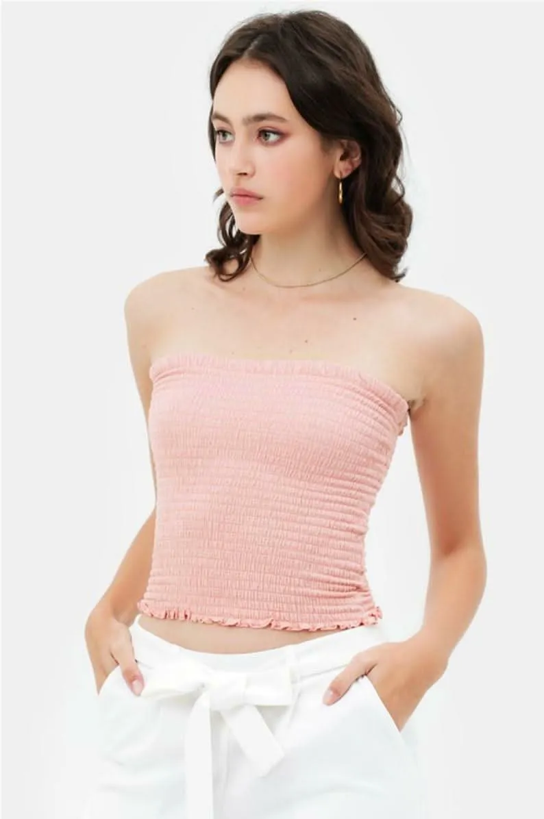 Kiss The Sun Blush Smocked Tube Top sold by Boho Pink product image thumbnail 4