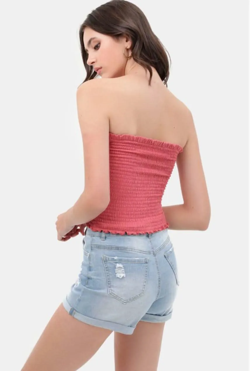 Kiss The Sun Pink Smocked Tube Top sold by Boho Pink product image thumbnail 3