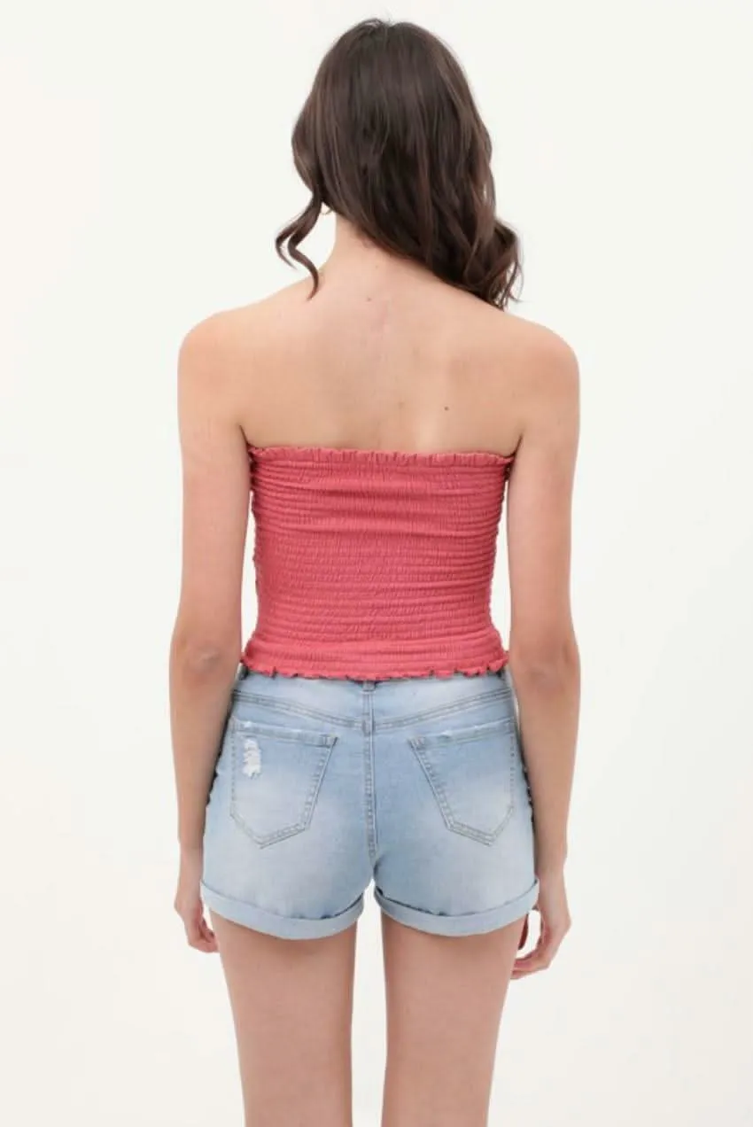 Kiss The Sun Pink Smocked Tube Top sold by Boho Pink product image thumbnail 5