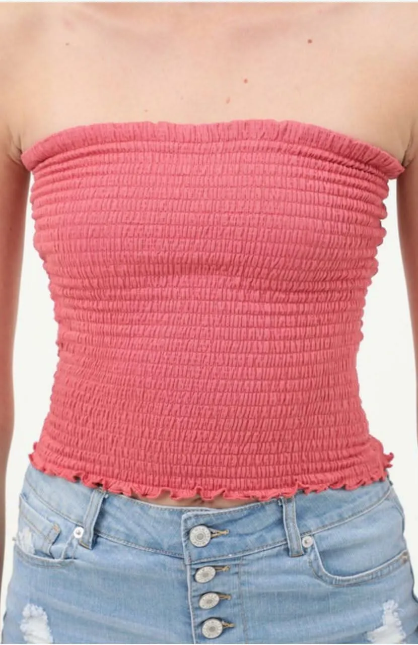 Kiss The Sun Pink Smocked Tube Top sold by Boho Pink product image thumbnail 2