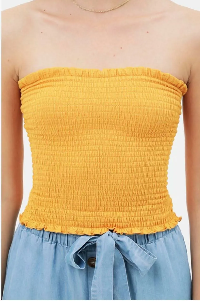 Kiss The Sun Yellow Smocked Tube Top sold by Boho Pink product image thumbnail 3