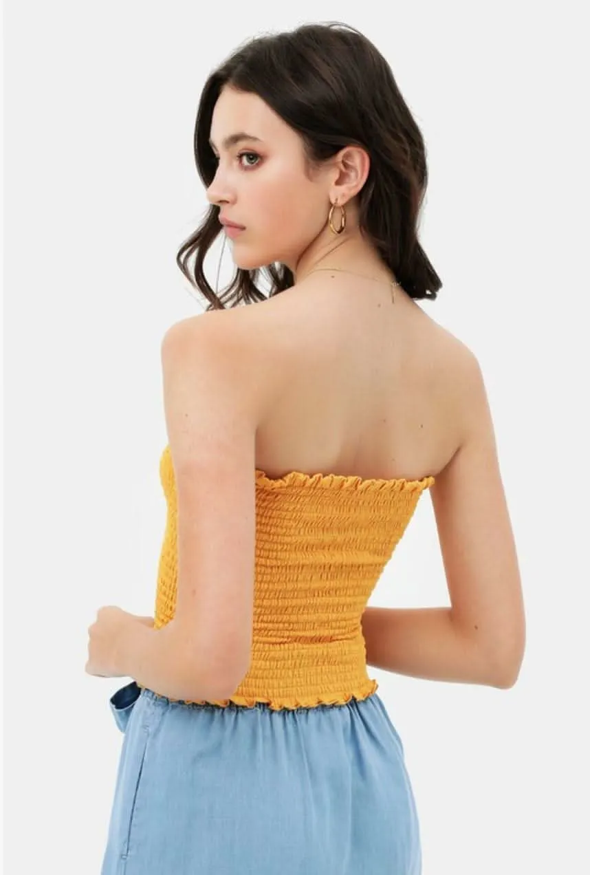 Kiss The Sun Yellow Smocked Tube Top sold by Boho Pink product image thumbnail 2