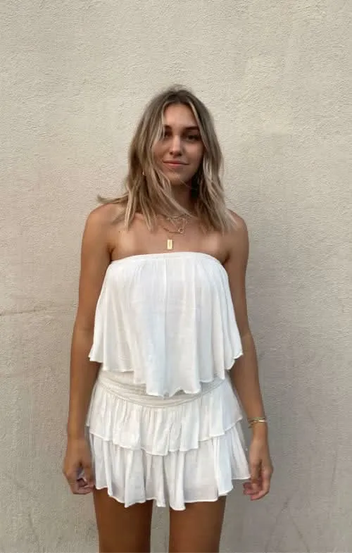 Monaco White Strapless Romper sold by Boho Pink