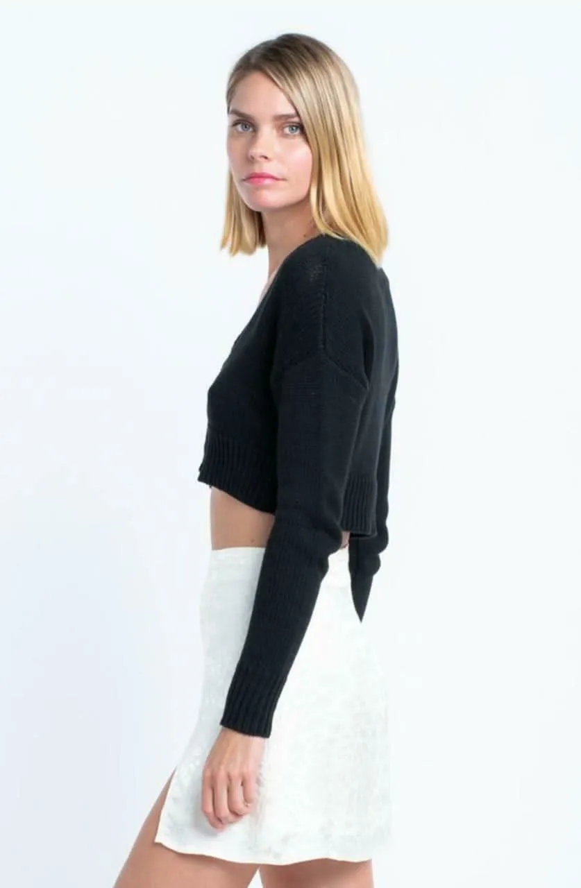 Melanie Black Knit Button-Up Cropped Cardigan sold by Boho Pink product image thumbnail 5