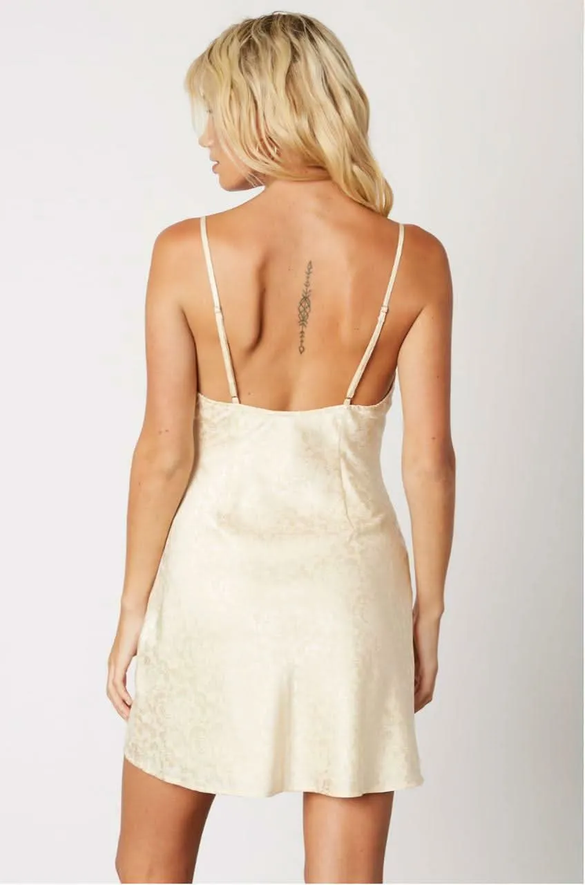 No Regrets Cream Floral Satin Cowl Neck Mini Slip Dress sold by Boho Pink product image thumbnail 2