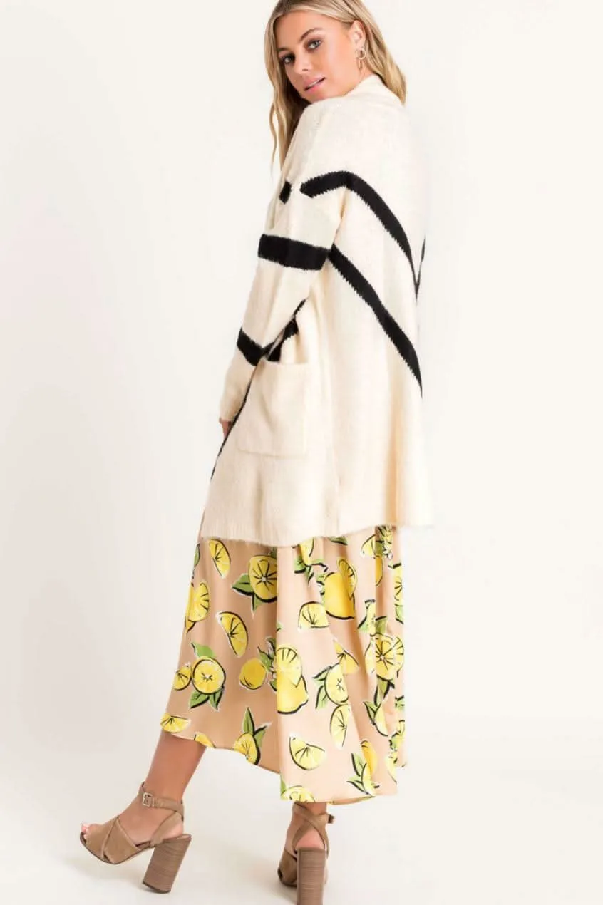 Cozy Dreams Cream Chevron Striped Knit Cardigan sold by Boho Pink product image thumbnail 2