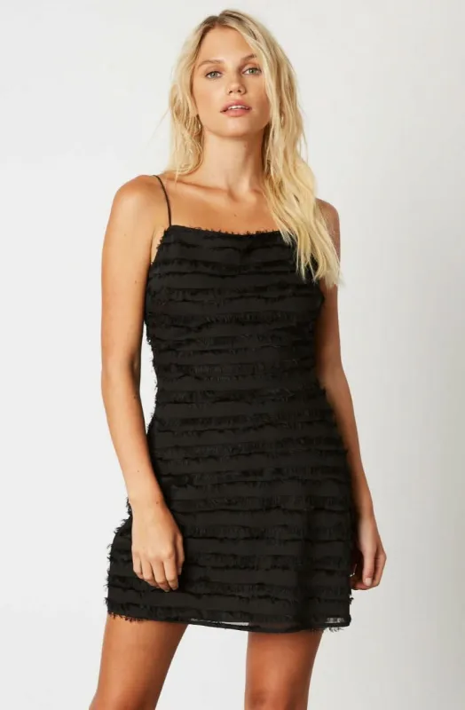 Jennifer Black Fringed Mini Dress sold by Boho Pink