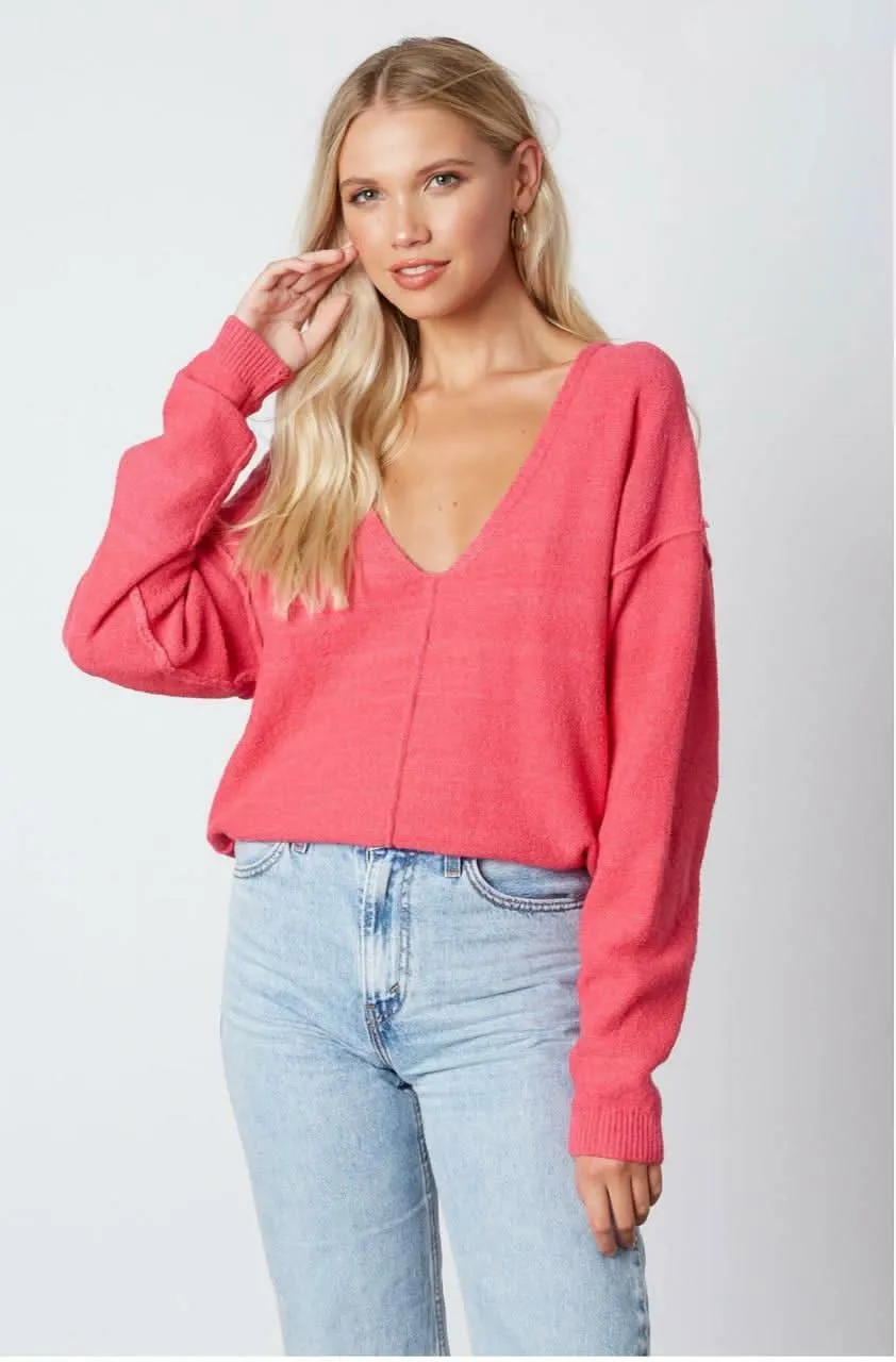 Dana Fuchsia V-Neck Sweater sold by Boho Pink product image thumbnail 2