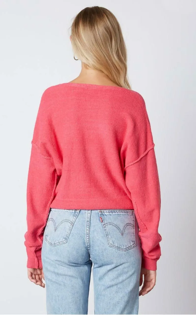 Dana Fuchsia V-Neck Sweater sold by Boho Pink product image thumbnail 4