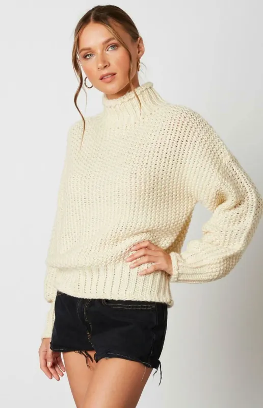 Jess Ivory Funnel Neck Knit Sweater sold by Boho Pink