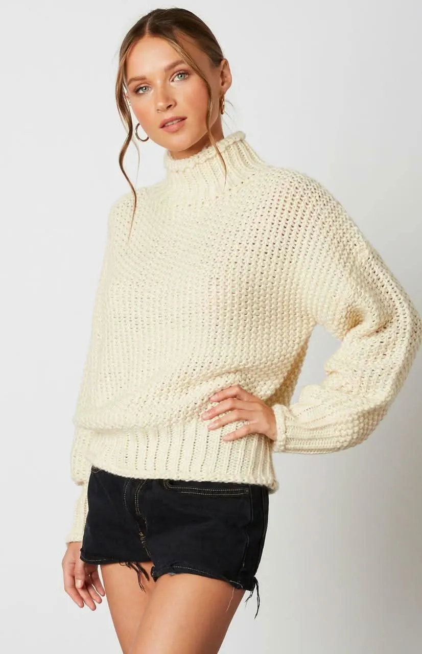 Jess Ivory Funnel Neck Knit Sweater sold by Boho Pink