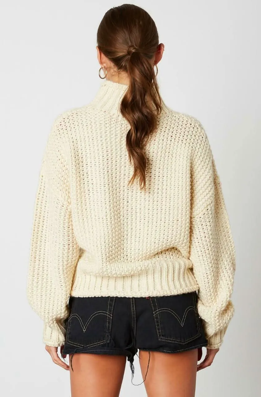 Jess Ivory Funnel Neck Knit Sweater sold by Boho Pink product image thumbnail 4
