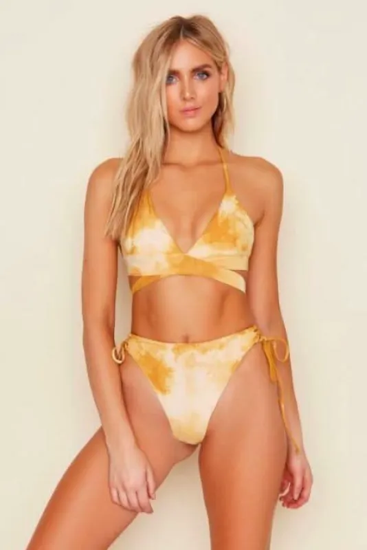 Crest Honey Tie-Dye Wrap Bikini Top made by Dippin Daisy’s
