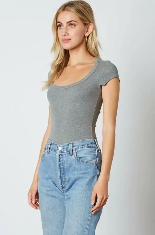 On The Way Grey Scoop Neck Tee sold by Boho Pink product image thumbnail 4