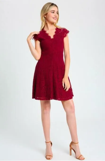 Selma Burgundy Lace Skater Dress sold by Boho Pink product image thumbnail 3
