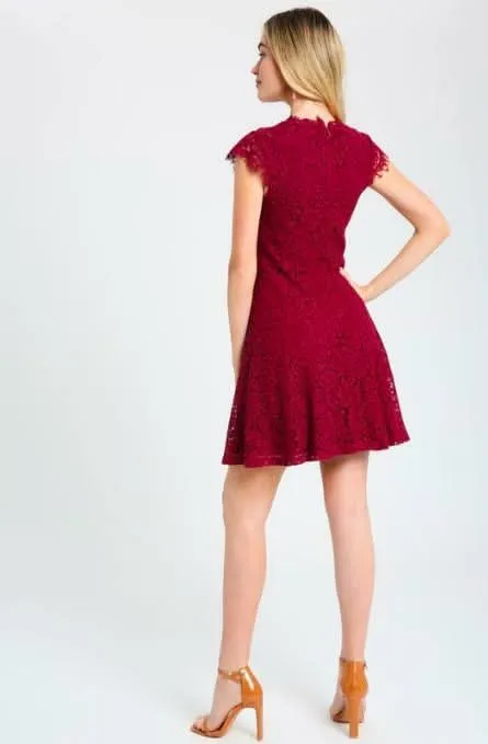 Selma Burgundy Lace Skater Dress sold by Boho Pink product image thumbnail 4