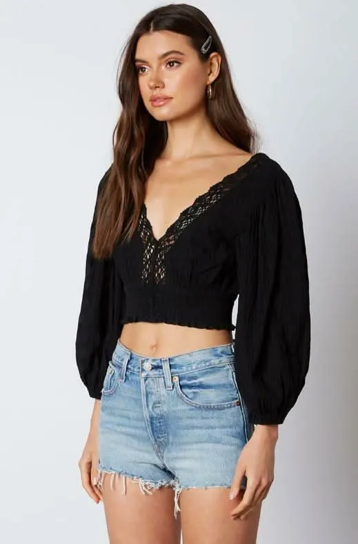 Lola Black Lace Crop Top sold by Boho Pink product image thumbnail 4