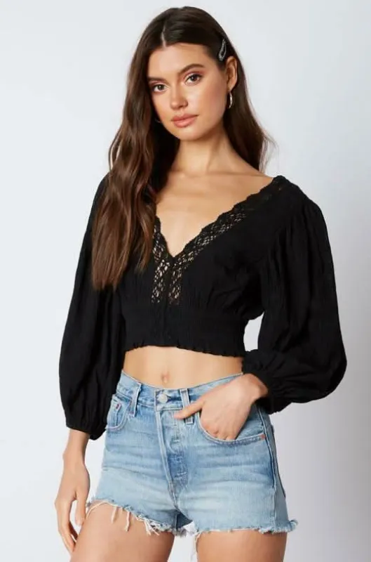 Lola Black Lace Crop Top sold by Boho Pink