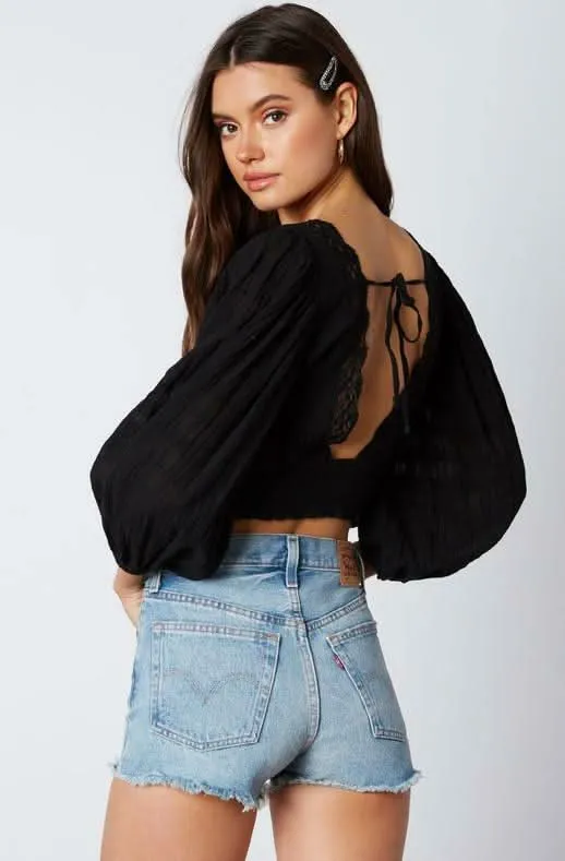 Lola Black Lace Crop Top sold by Boho Pink product image thumbnail 2