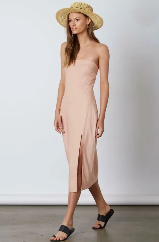 Bridget Blush Pink Strapless Midi Dress sold by Boho Pink