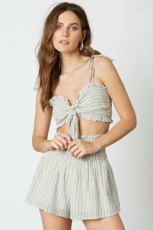 Sun Kissed Blue Chambray Striped Two-Piece Romper sold by Boho Pink product image thumbnail 3