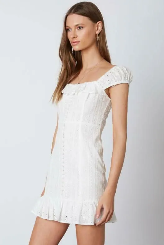 Pure Devotion White Eyelet Ruffled Mini Dress sold by Boho Pink product image thumbnail 3