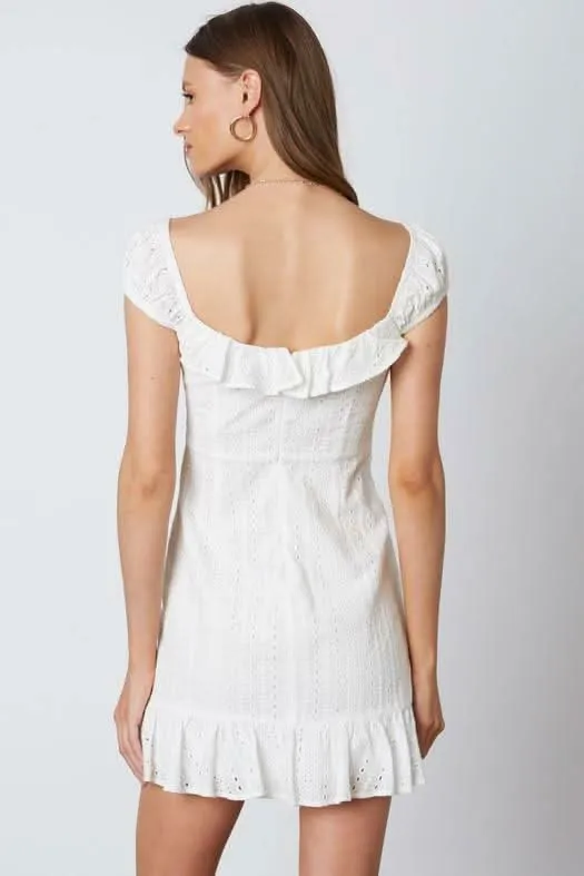 Pure Devotion White Eyelet Ruffled Mini Dress sold by Boho Pink product image thumbnail 4