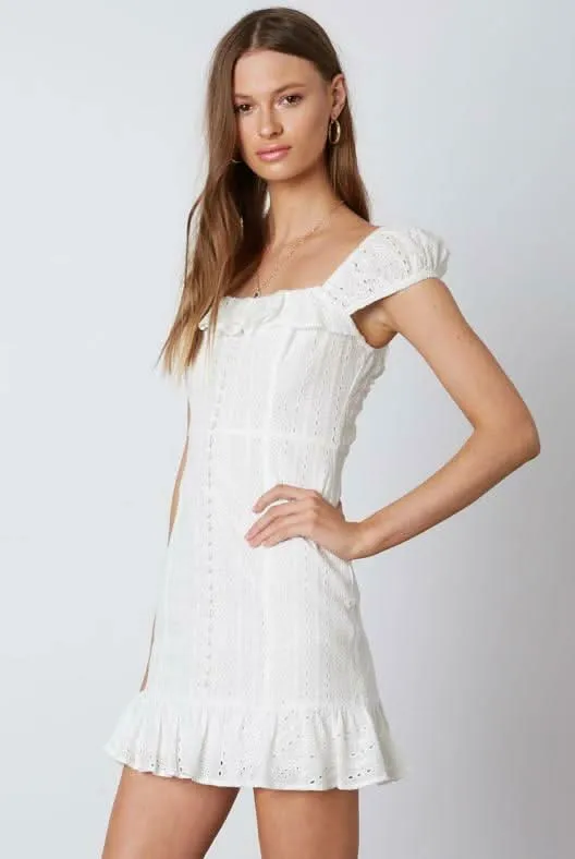 Pure Devotion White Eyelet Ruffled Mini Dress sold by Boho Pink product image thumbnail 2