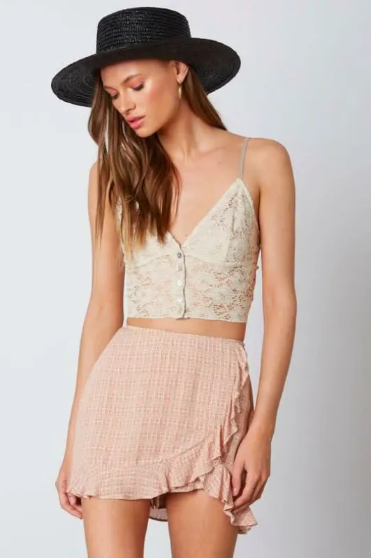 Vera Blush Sand Print Ruffled Skort sold by Boho Pink