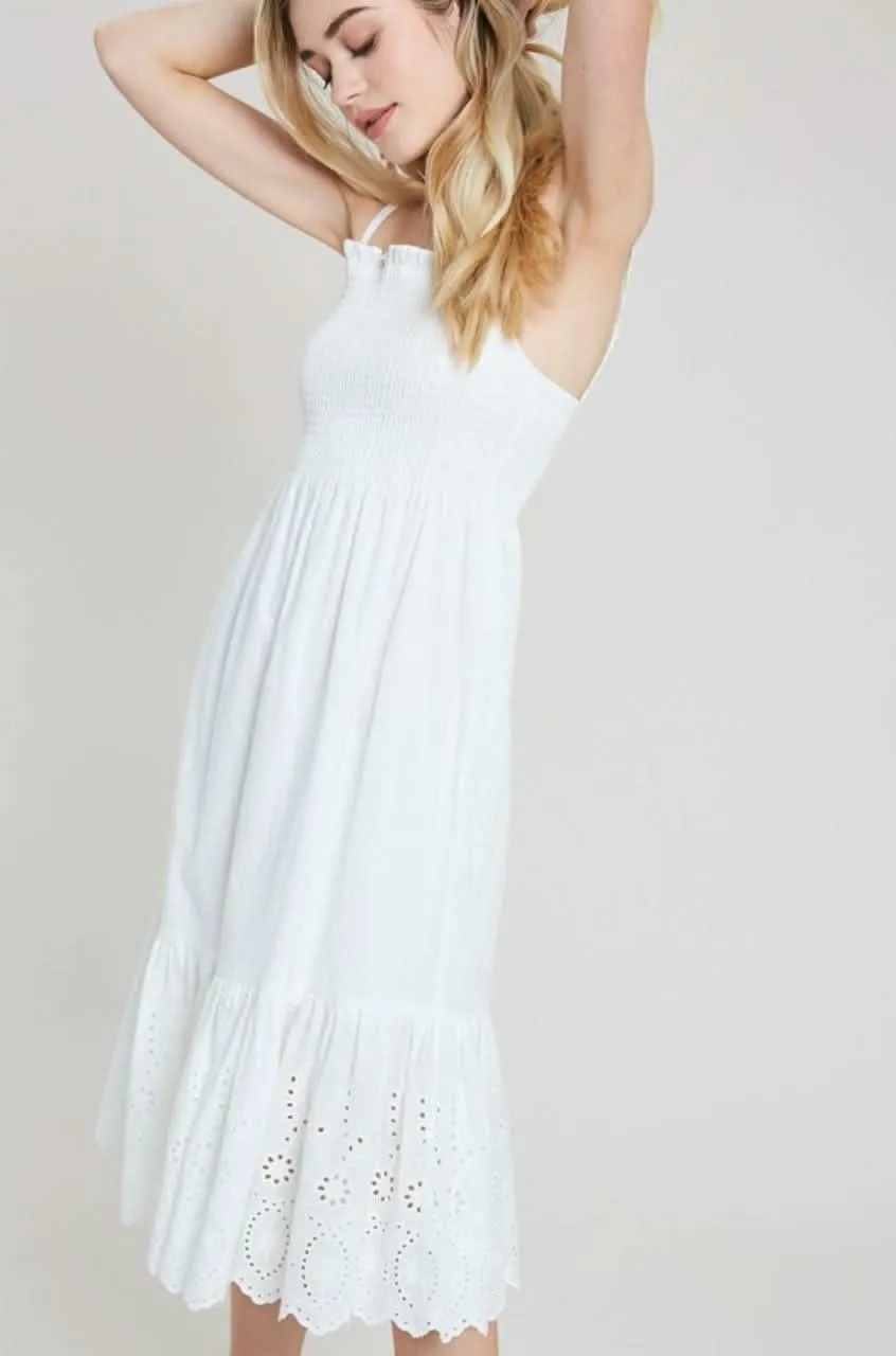 Summer Sun White Smocked Midi Dress sold by Boho Pink product image thumbnail 3