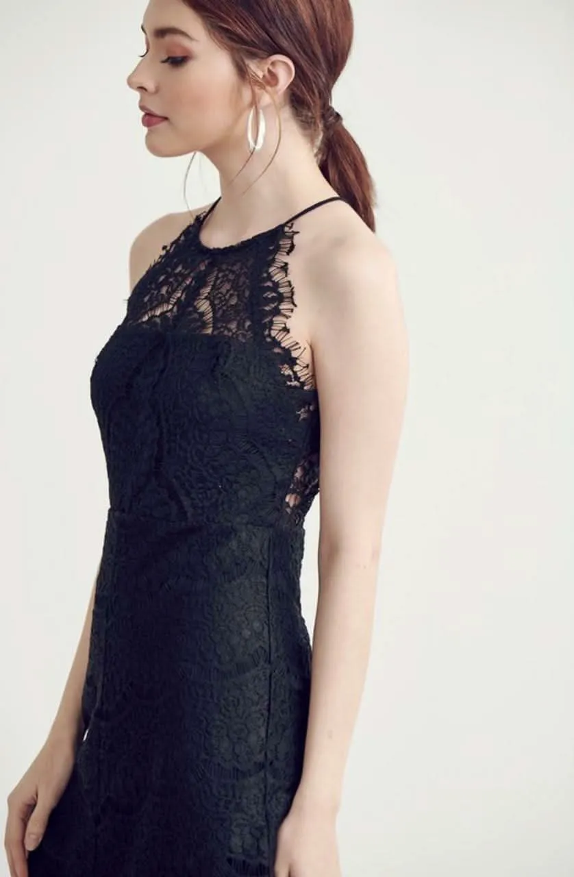 Candice Black Lace Halter Mini Dress sold by Boho Pink product image thumbnail 2