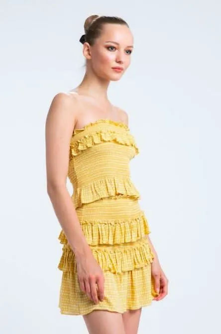 Allie Yellow Boho Print Smocked Two-Piece Dress sold by Boho Pink product image thumbnail 3
