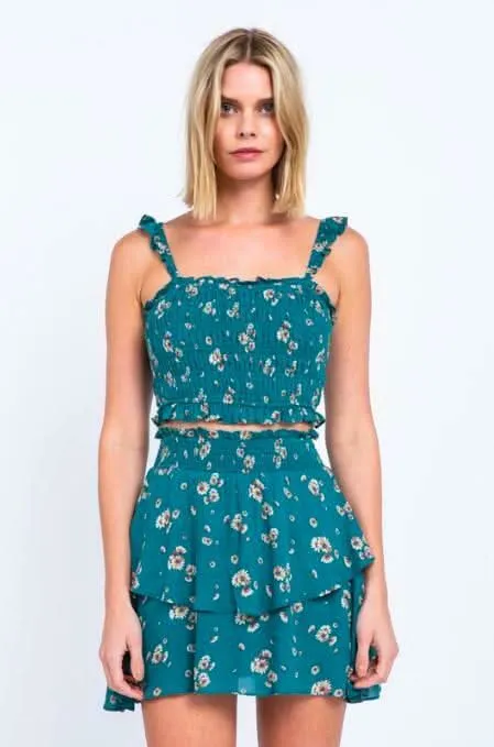 Gina Green Floral Print Two-Piece Dress sold by Boho Pink