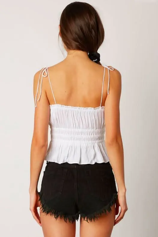 Take Me To Paradise White Ruffle Crop Top sold by Boho Pink product image thumbnail 3
