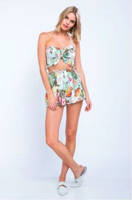 Hit The Beach White Tropical Print Two-Piece Set sold by Boho Pink product image thumbnail 2