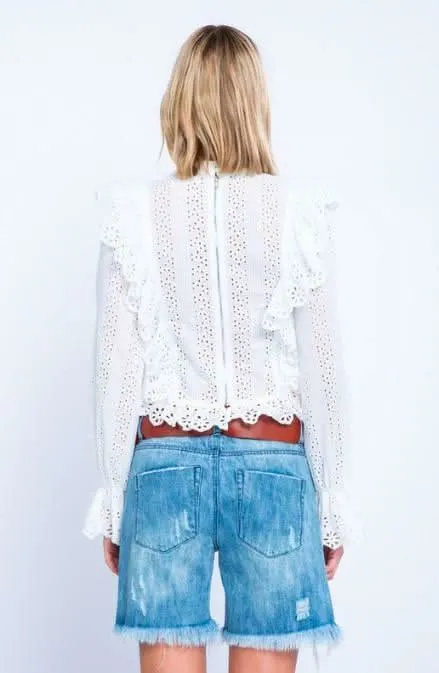 Bridget White Eyelet Lace Top sold by Boho Pink product image thumbnail 4