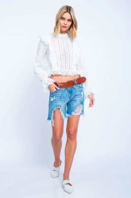 Bridget White Eyelet Lace Top sold by Boho Pink product image thumbnail 5