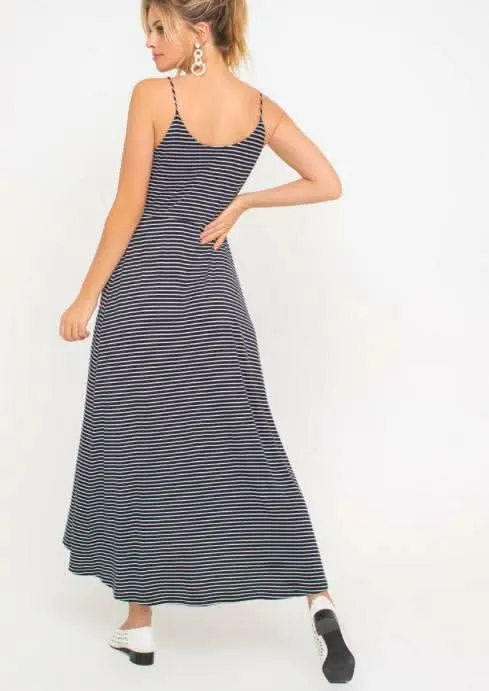 Consider This Navy Blue and White Striped Maxi Tank Dress sold by Boho Pink product image thumbnail 3