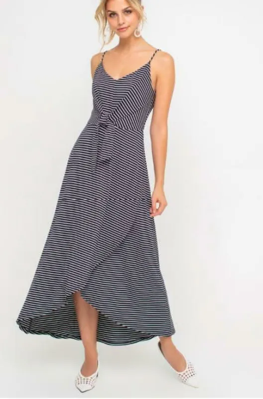 Consider This Navy Blue and White Striped Maxi Tank Dress sold by Boho Pink