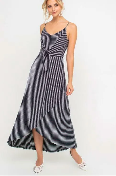 Consider This Navy Blue and White Striped Maxi Tank Dress sold by Boho Pink