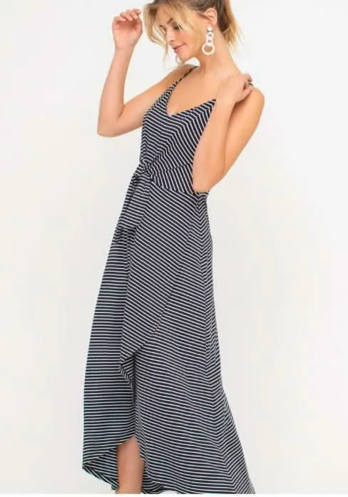 Consider This Navy Blue and White Striped Maxi Tank Dress sold by Boho Pink product image thumbnail 2