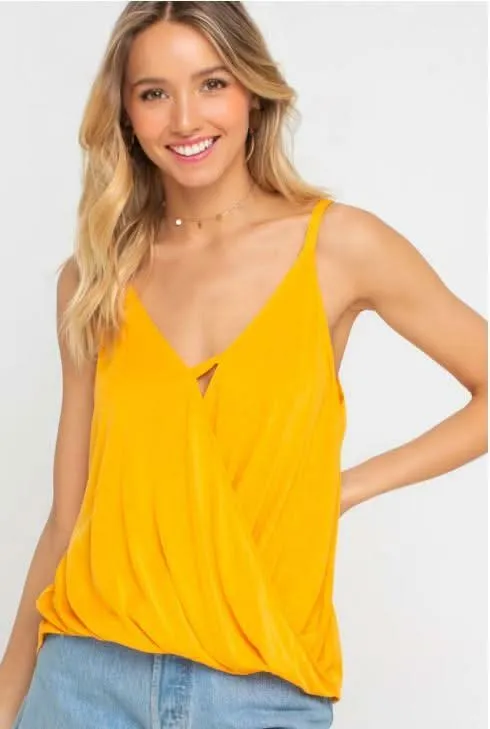 Endless Possibilities Yellow Surplice Wrap Tank Top sold by Boho Pink