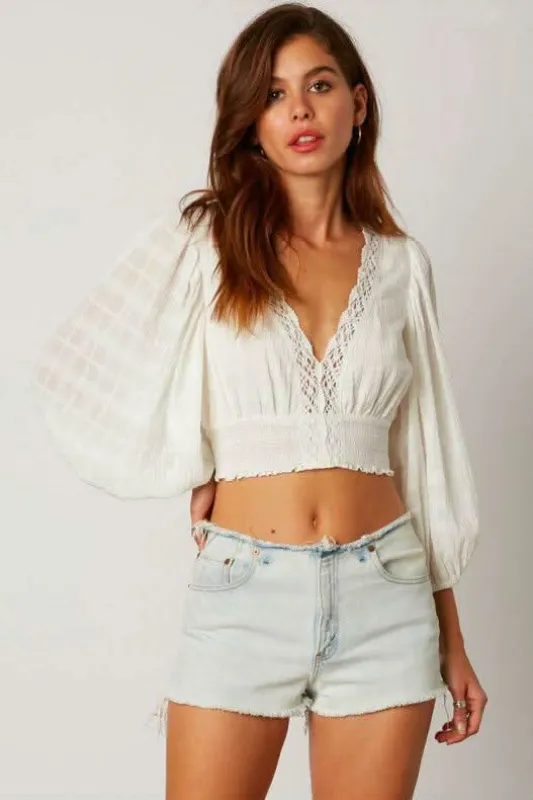 Lola White Lace Crop Top sold by Boho Pink