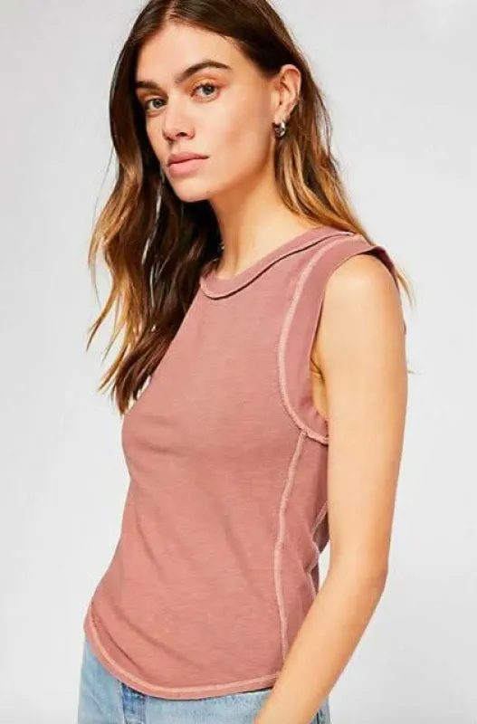 Free People We The Free Go To Dusty Pink Tank Top sold by Boho Pink